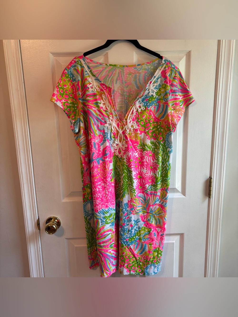 Lilly Pulitzer Brewster T Shirt Dress More Lovers Coral Floral XL